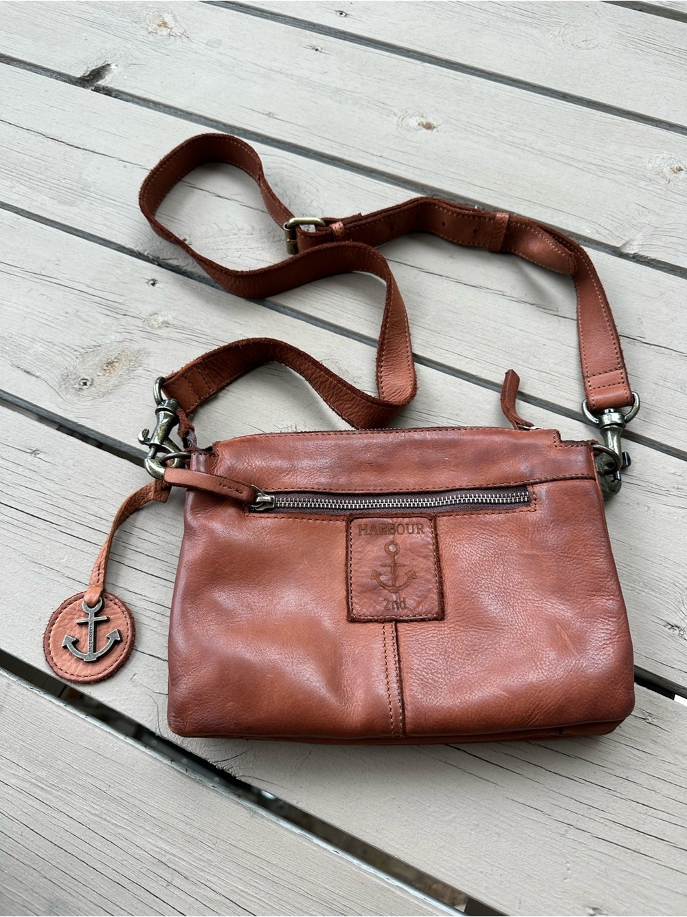 Harbour 2nd Danish Genuine Leather Crossbody Bag Cognac Brown